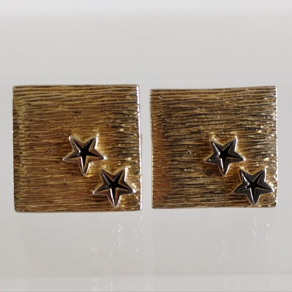 Swank Star Textured Gold-Tone Cufflinks MCM